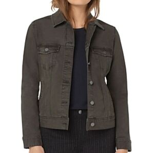 Liverpool Dark Olive Green Tan Trucker Denim Jacket XS